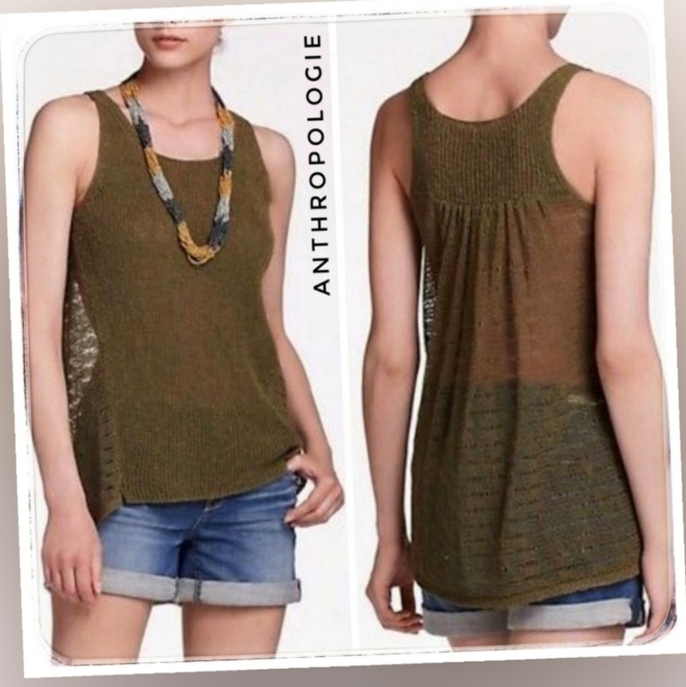 Anthropologie Sparrow Olive Green Sleeveless Knit Top